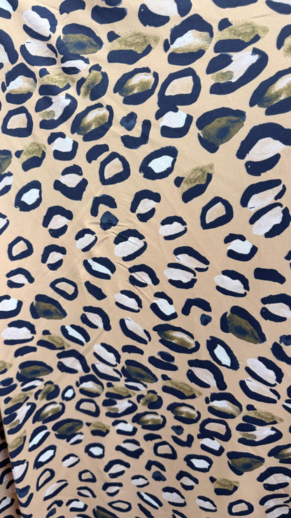 New Leopard design Taupe/Multi  print on nylon spandex 4way stretch 58/60" Sold by the YD. Ships worldwide from Los Angeles California USA.