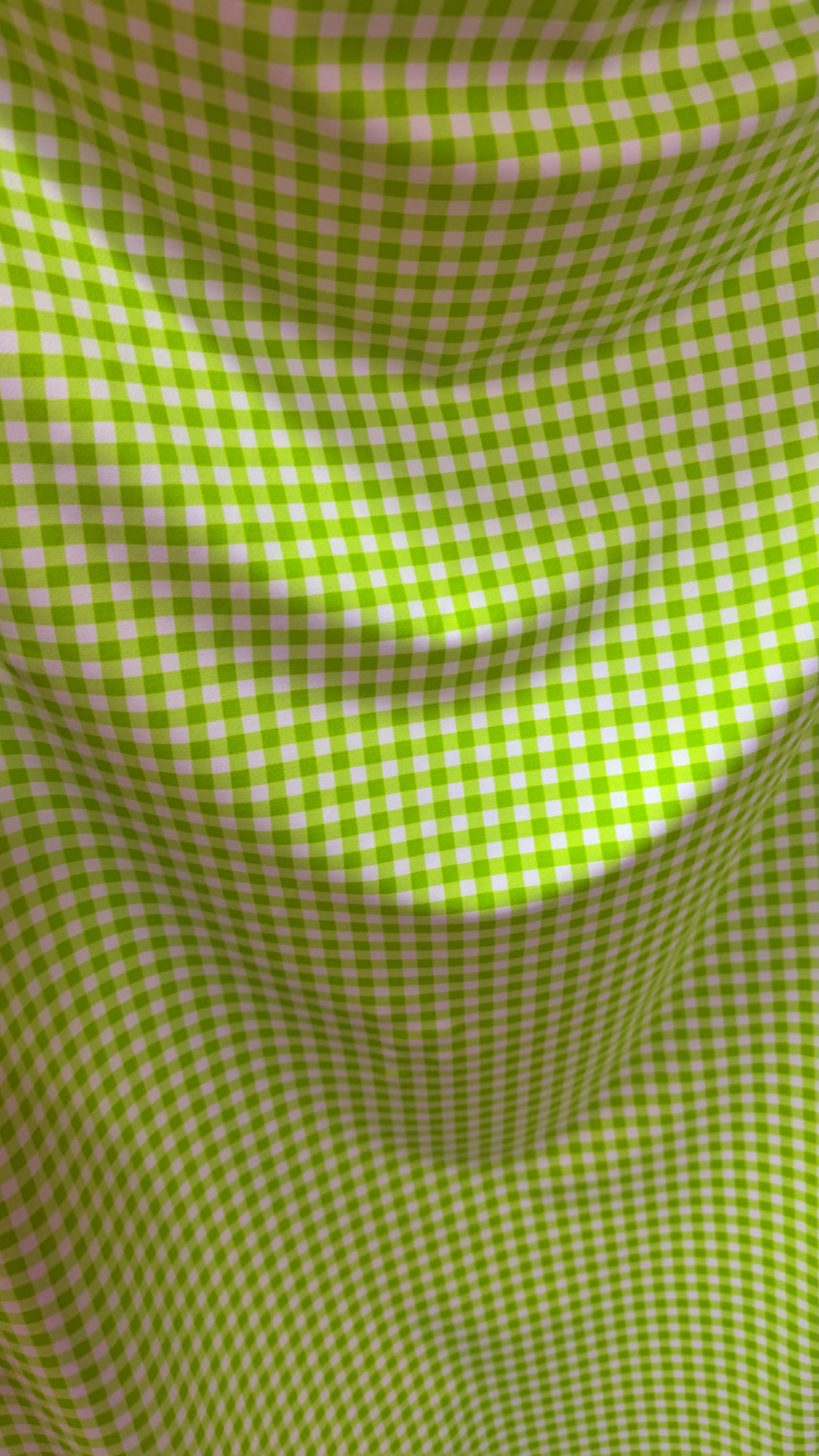 Gingham design Green/white  print on great quality of nylon spandex 4-way stretch 58/60” Sold by the YD. High quality fabrics by AlexLAFabri