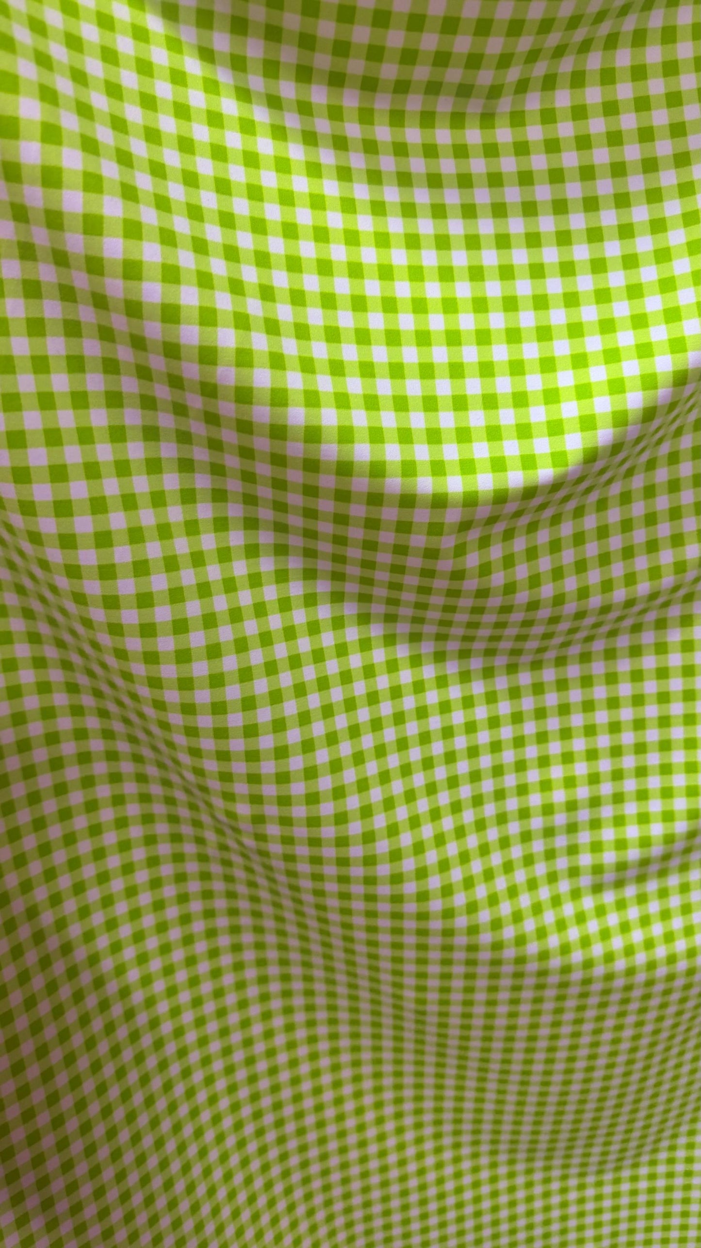 Gingham design Green/white  print on great quality of nylon spandex 4-way stretch 58/60” Sold by the YD. High quality fabrics by AlexLAFabri