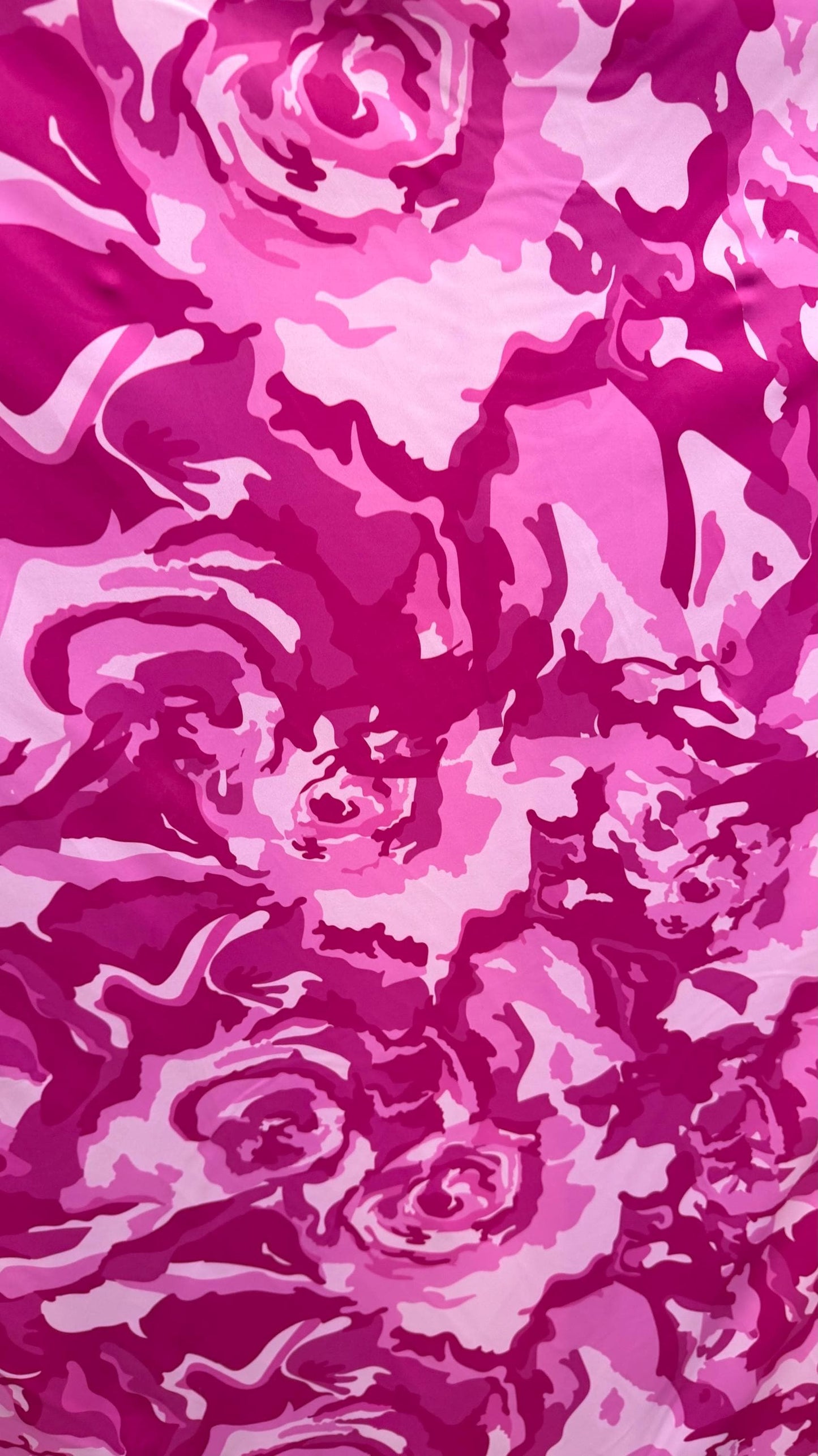 Camouflage design pink color nylon spandex print 4way Stretch 58/60" Sold by the yd. Ships worldwide from Los Angeles California USA.
