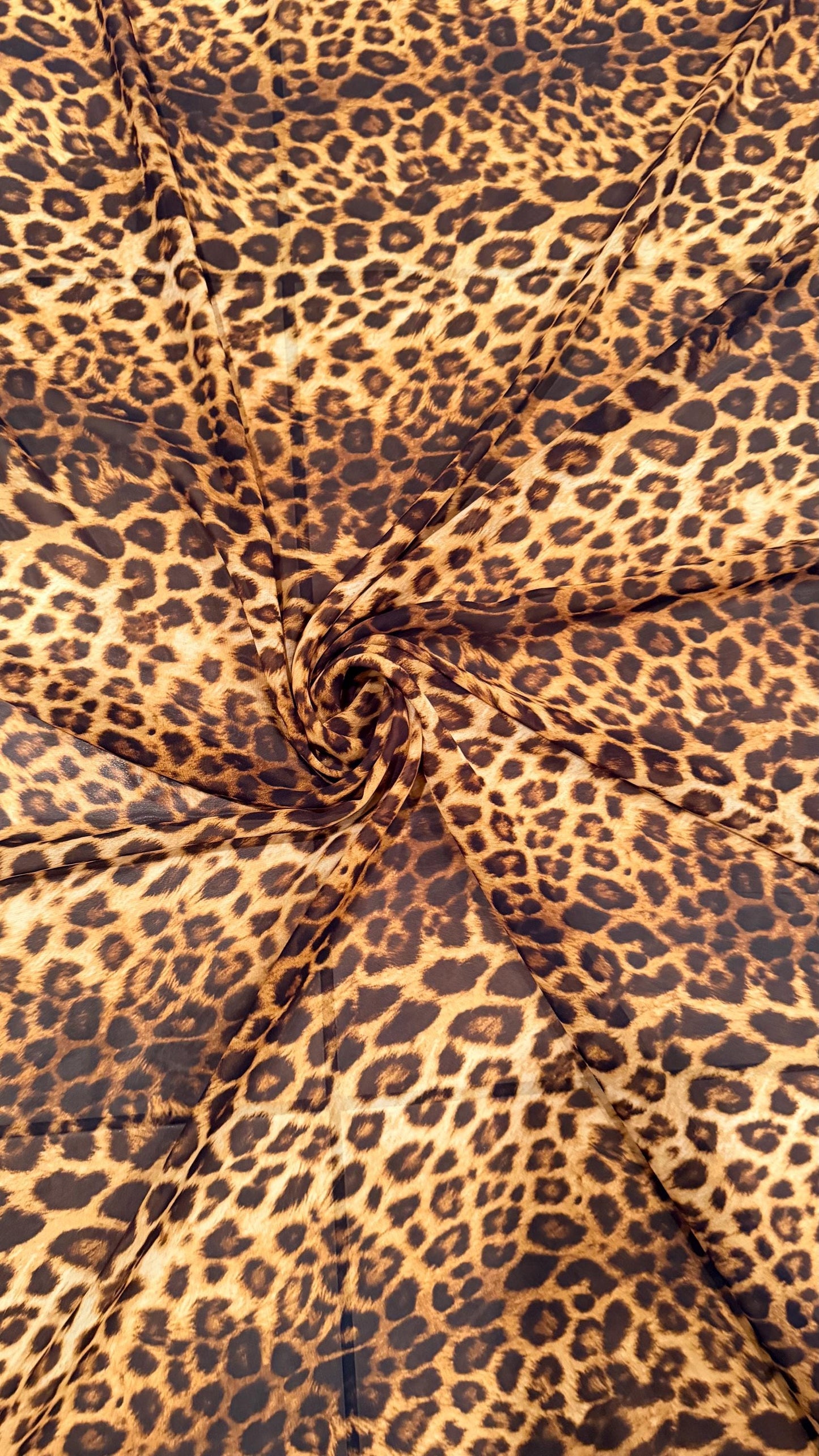 New Exotic Leopard design print on great quality of Silky chiffon non stretch 58/60” Sold by the YD. Ships worldwide from Los Angeles CA