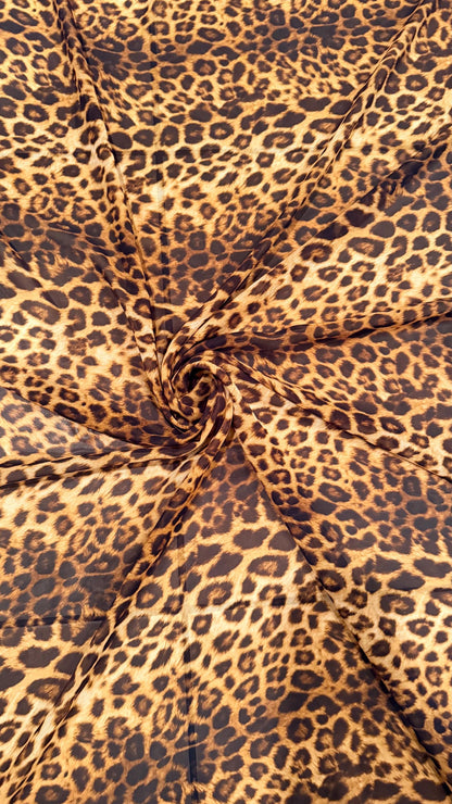 New Exotic Leopard design print on great quality of Silky chiffon non stretch 58/60” Sold by the YD. Ships worldwide from Los Angeles CA