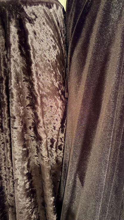 Stretch Velvet Black color Flat and Crushed velvet  4-way stretch 58/60" Sold by the YD. Ships worldwide from Los Angeles California USA