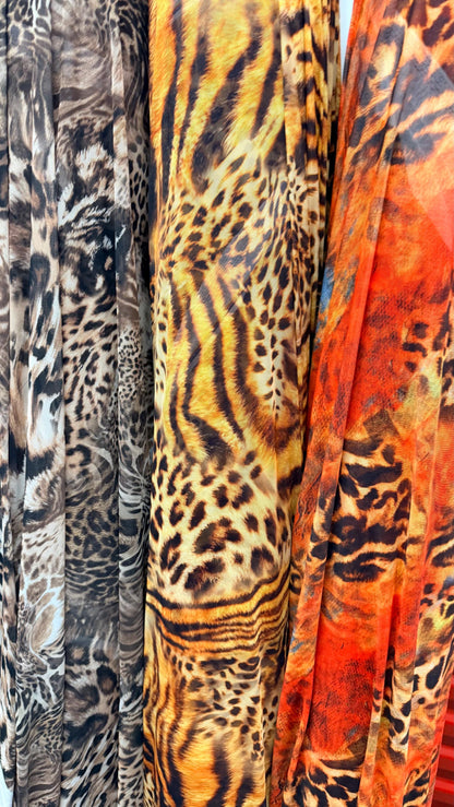 Safari Design Exotic Animal print on great quality of power mesh nylon spandex  4-way stretch 58/60” High quality fabrics by AlexLAFabrics