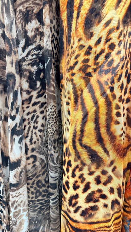 Safari Design Exotic Animal print on great quality of power mesh nylon spandex  4-way stretch 58/60” High quality fabrics by AlexLAFabrics