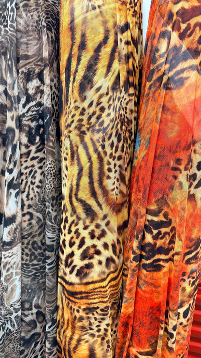 Safari Design Exotic Animal print on great quality of power mesh nylon spandex  4-way stretch 58/60” High quality fabrics by AlexLAFabrics