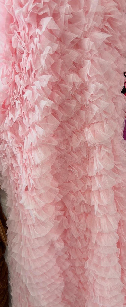 Ruffles Luxury design made of dobble mesh ruffle 100% polyester non stretch 58/60” Sold by the YD. High quality fabrics by AlexLAFabrics