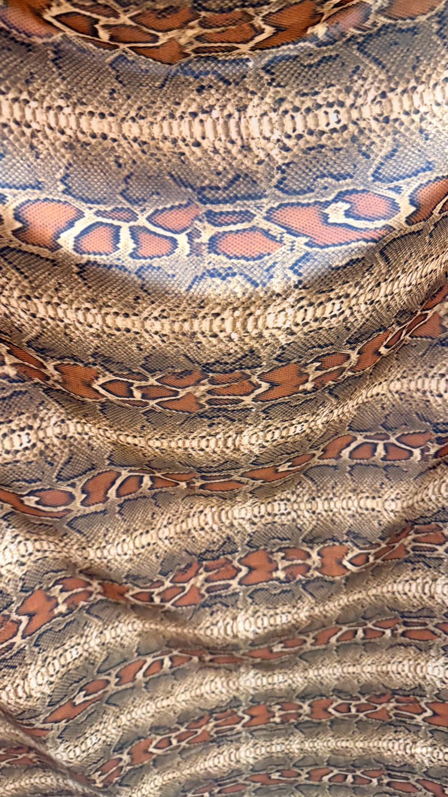 Cobra-Snake design New exotic animal print on great quality of nylon spandex 4-way stretch 58/60” Sold by the YD. Ships Worldwide from LA