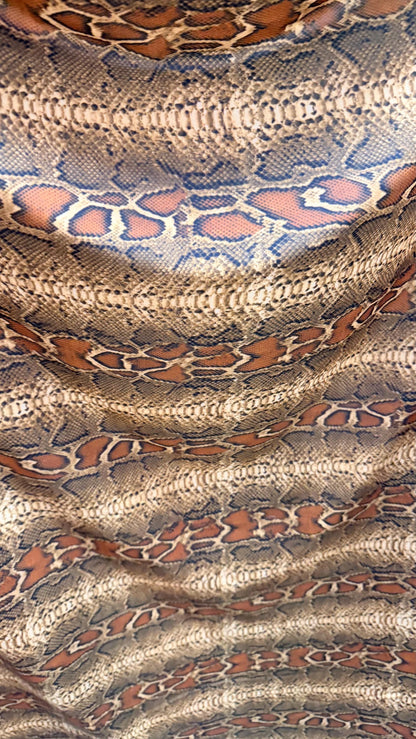 Cobra-Snake design New exotic animal print on great quality of nylon spandex 4-way stretch 58/60” Sold by the YD. Ships Worldwide from LA