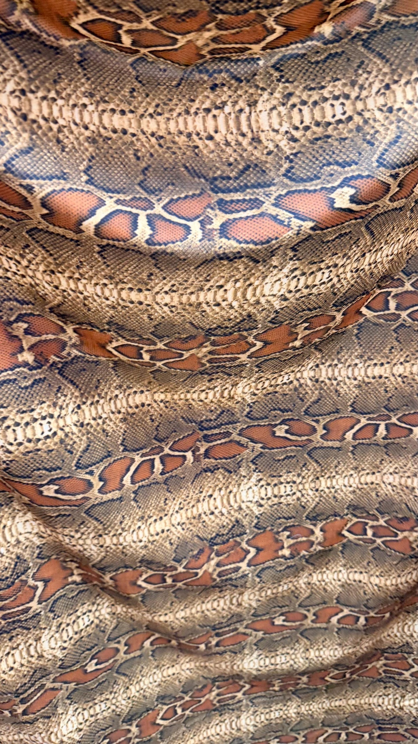 Cobra-Snake design New exotic animal print on great quality of nylon spandex 4-way stretch 58/60” Sold by the YD. Ships Worldwide from LA