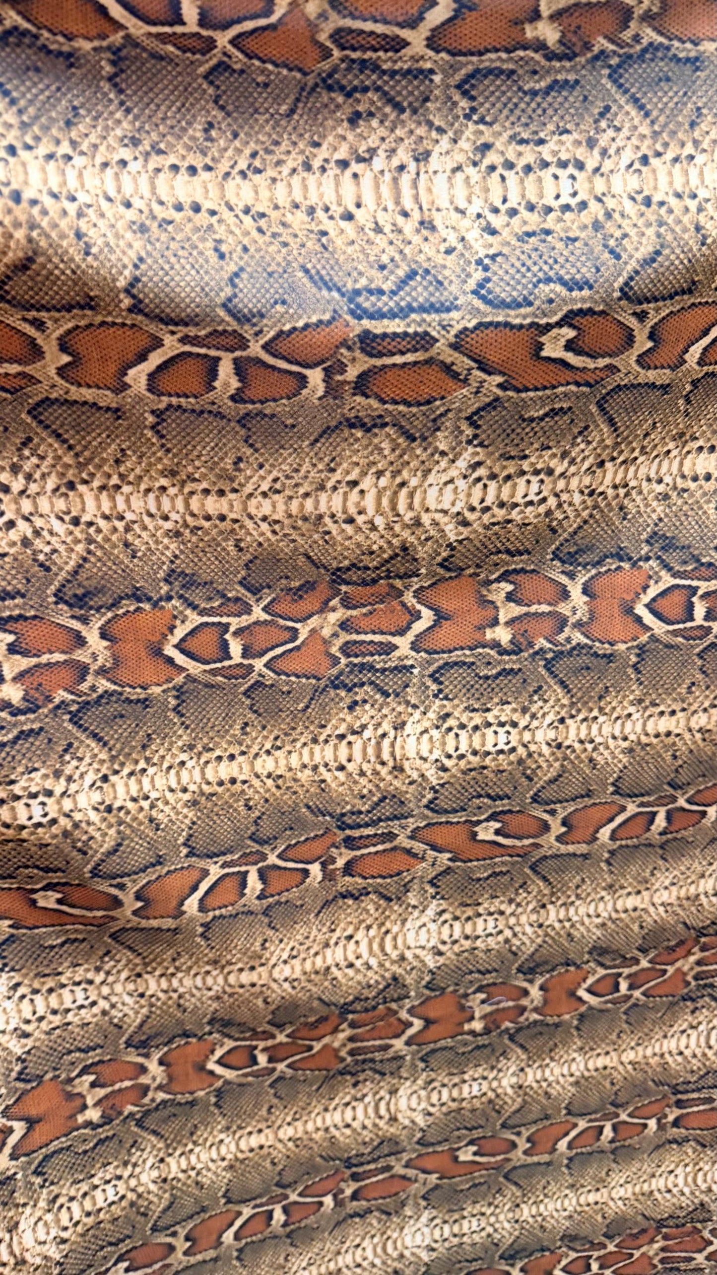 Cobra-Snake design New exotic animal print on great quality of nylon spandex 4-way stretch 58/60” Sold by the YD. Ships Worldwide from LA
