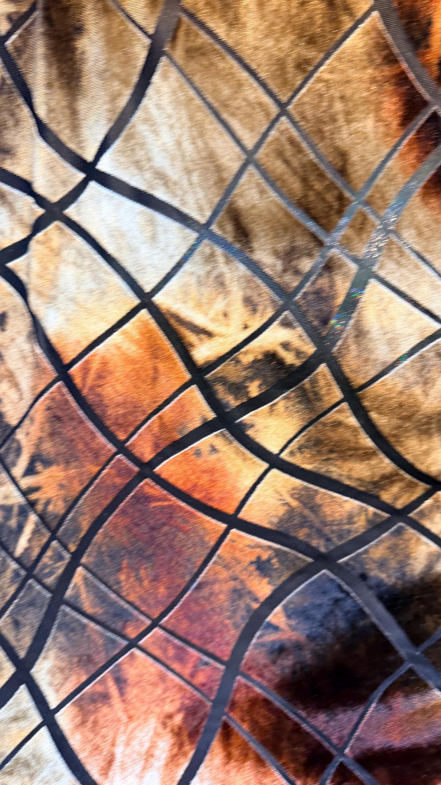 New burnout velvet Abstract design Brown/Gold 4way Stretch 58/60" Sold by the YD. Ships worldwide from Los Angeles California USA.