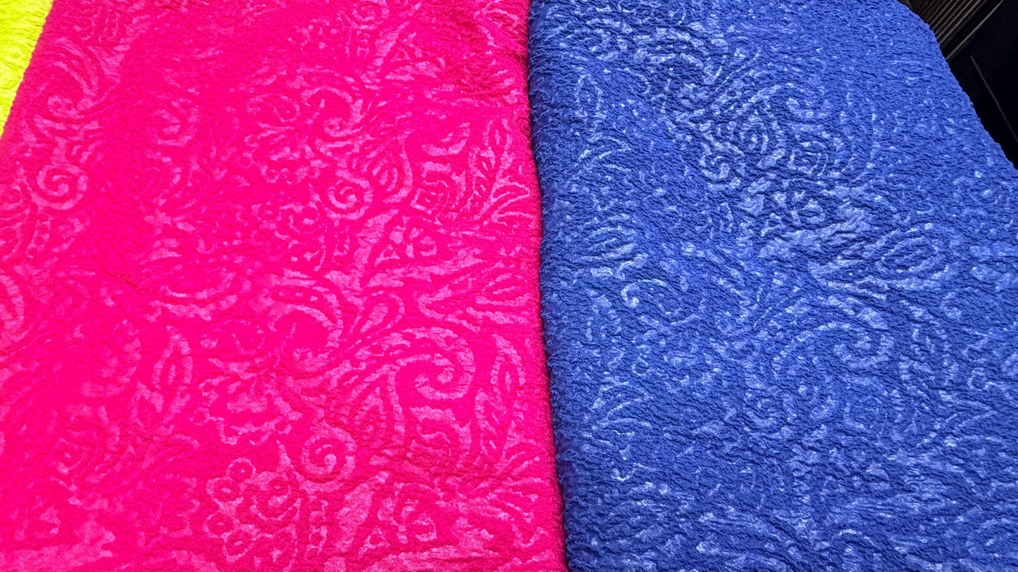NEW Jaquard embossed swirl design on poly spandex 2-way stretch 50/52” Sold by the YD. Ships worldwide from Los Angeles California