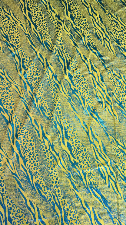 New snake safari design Iridescent Hologram 2-tone Teal/Green  metallic nylon spandex 4way stretch 58/60" Sold by the  YD. Ships worldwide