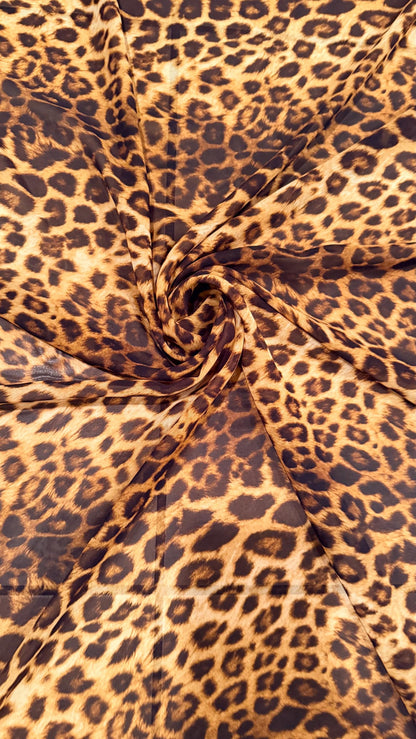 New Exotic Leopard design print on great quality of Silky chiffon non stretch 58/60” Sold by the YD. Ships worldwide from Los Angeles CA