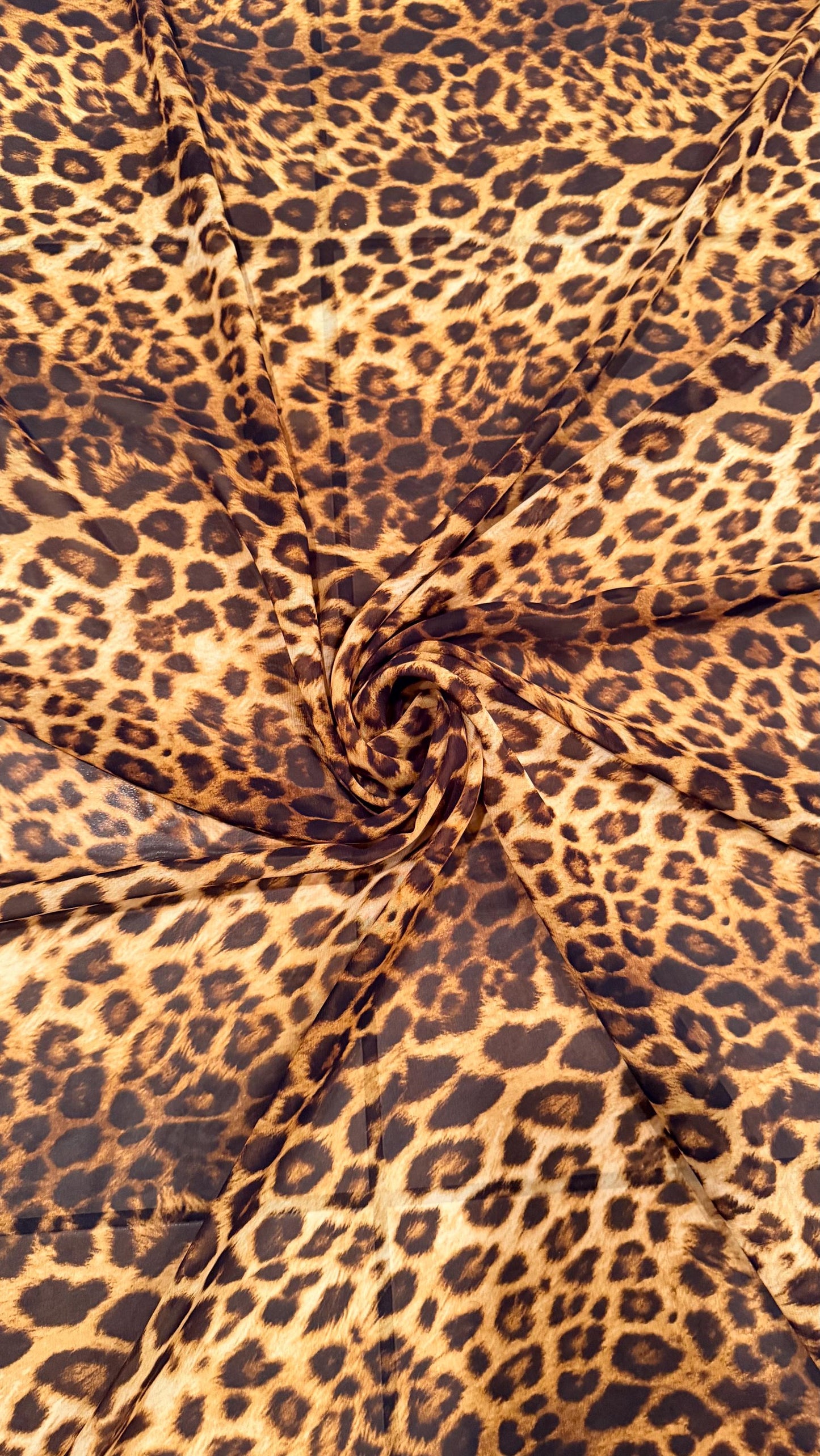 New Exotic Leopard design print on great quality of Silky chiffon non stretch 58/60” Sold by the YD. Ships worldwide from Los Angeles CA