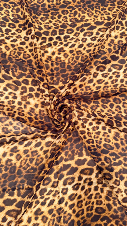 New Exotic Leopard design print on great quality of Silky chiffon non stretch 58/60” Sold by the YD. Ships worldwide from Los Angeles CA