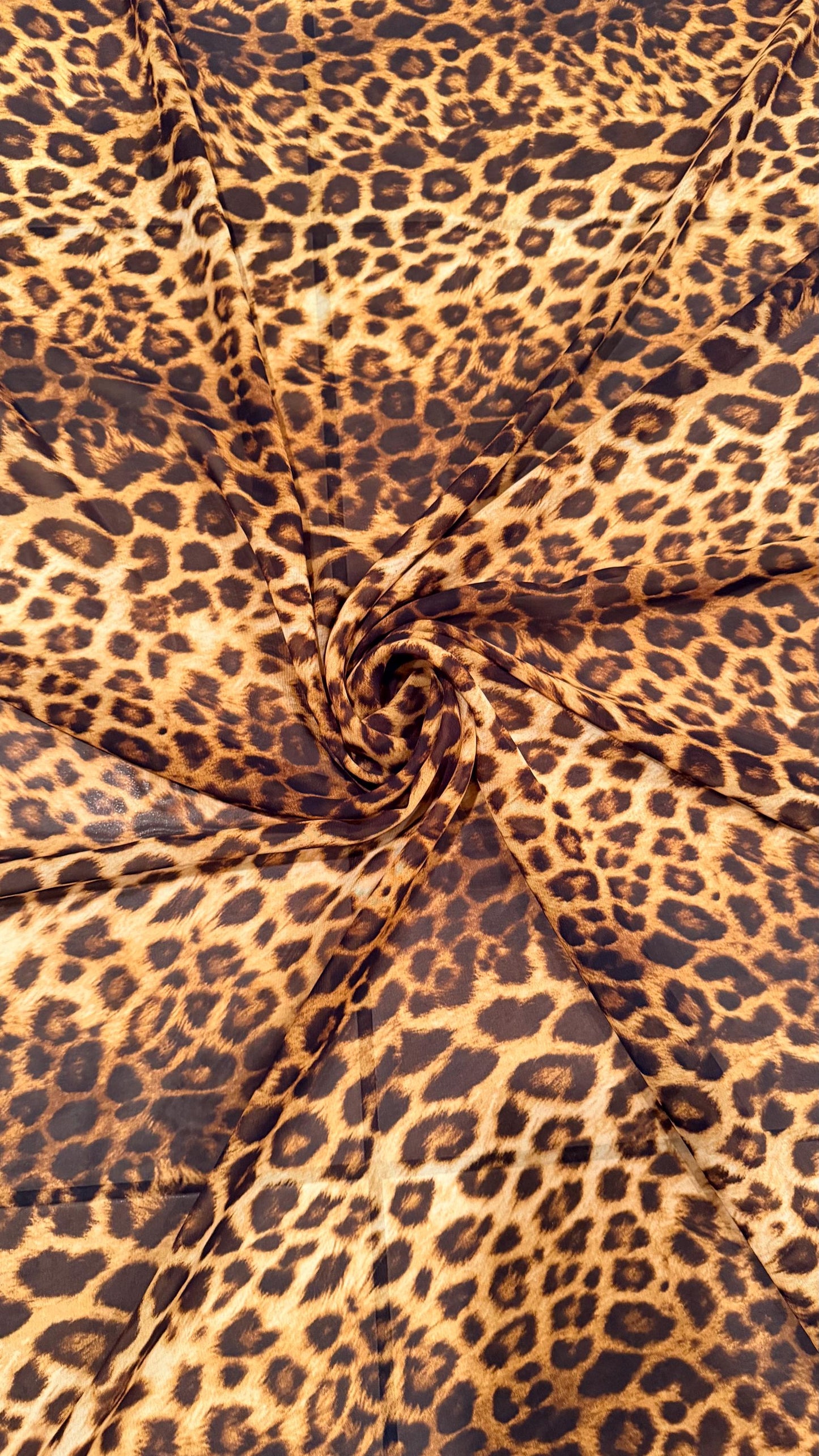 New Exotic Leopard design print on great quality of Silky chiffon non stretch 58/60” Sold by the YD. Ships worldwide from Los Angeles CA