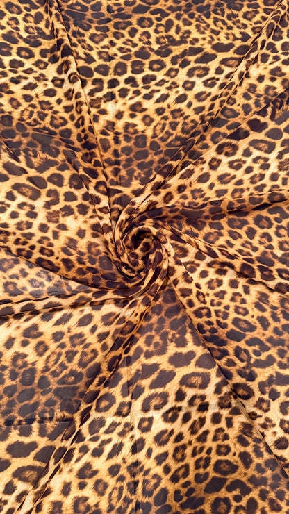 New Exotic Leopard design print on great quality of Silky chiffon non stretch 58/60” Sold by the YD. Ships worldwide from Los Angeles CA