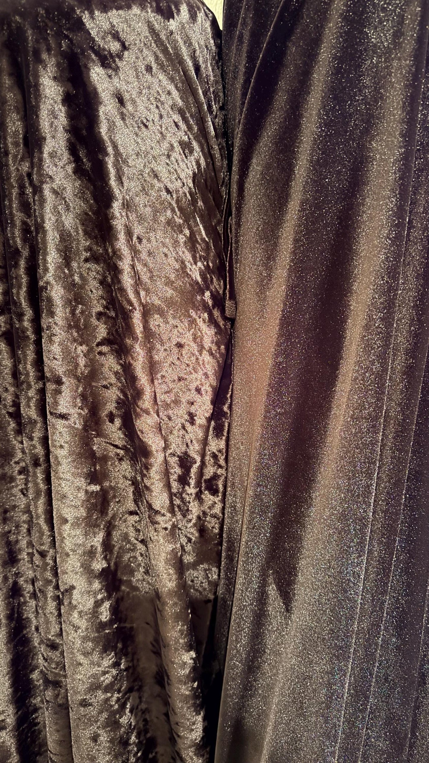 Stretch Velvet Black color Flat and Crushed velvet  4-way stretch 58/60" Sold by the YD. Ships worldwide from Los Angeles California USA