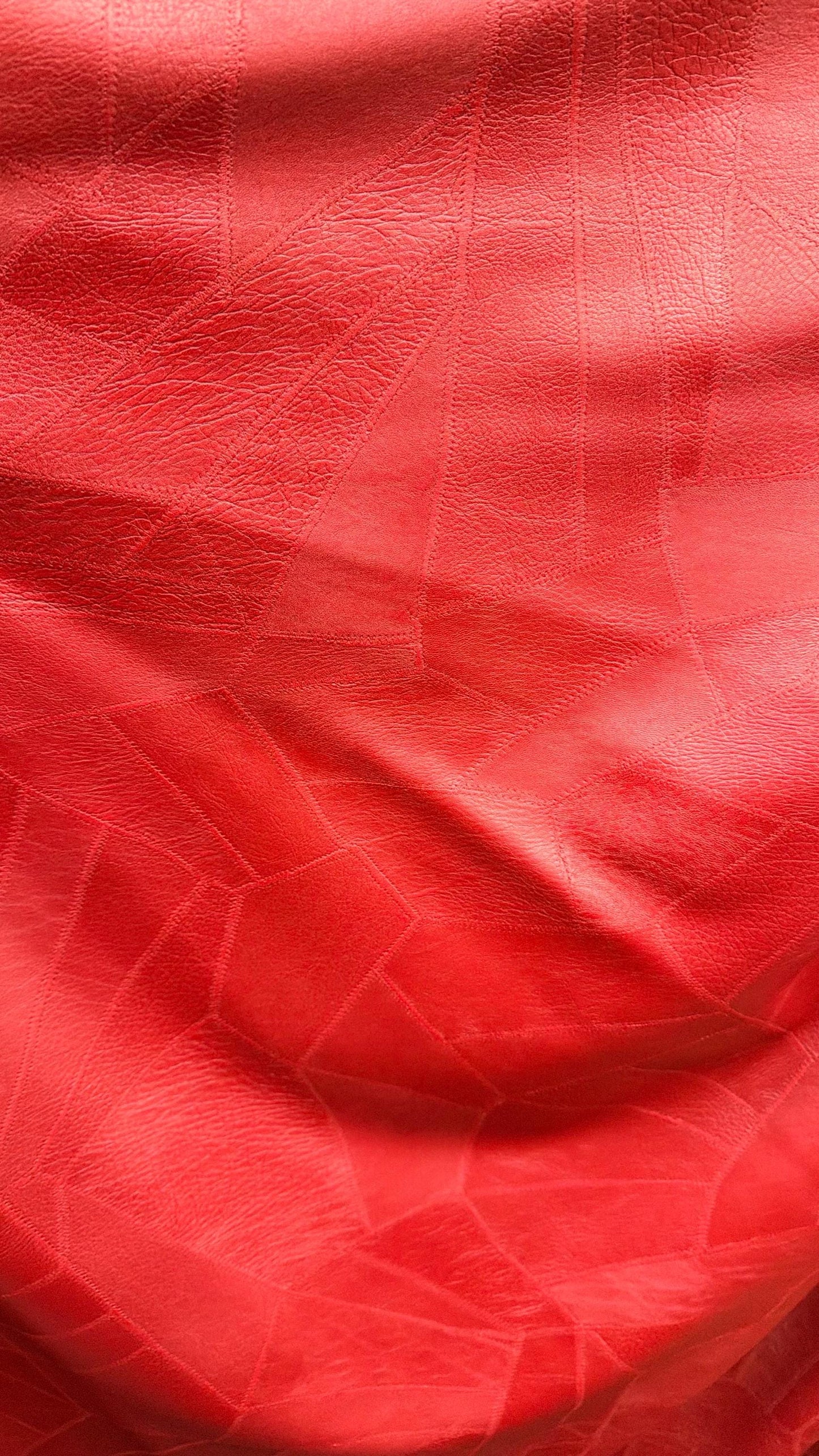 Fake Red Leather Geometric Patch design 2-way stretch Best quality in the Market 58/60” Sold by the YD. Ships Worldwide from Los Angeles CA