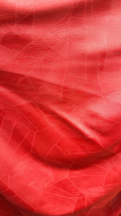Fake Red Leather Geometric Patch design 2-way stretch Best quality in the Market 58/60” Sold by the YD. Ships Worldwide from Los Angeles CA