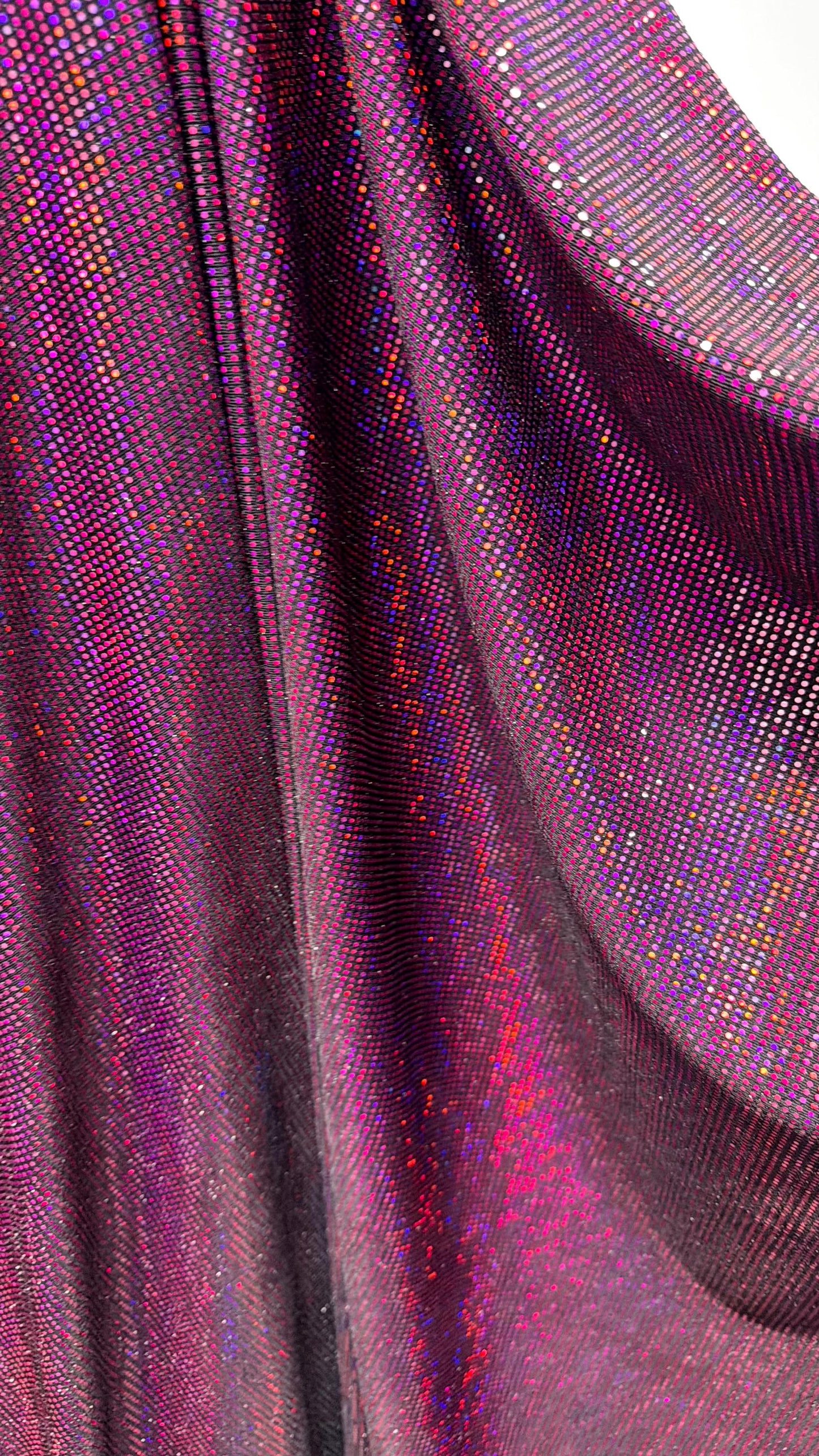 New Iridescent disco sequins design on metallic nylon spandex 2-way stretch 58/60” Sold by the YD. Ships Worldwide from Los Ángeles Californ
