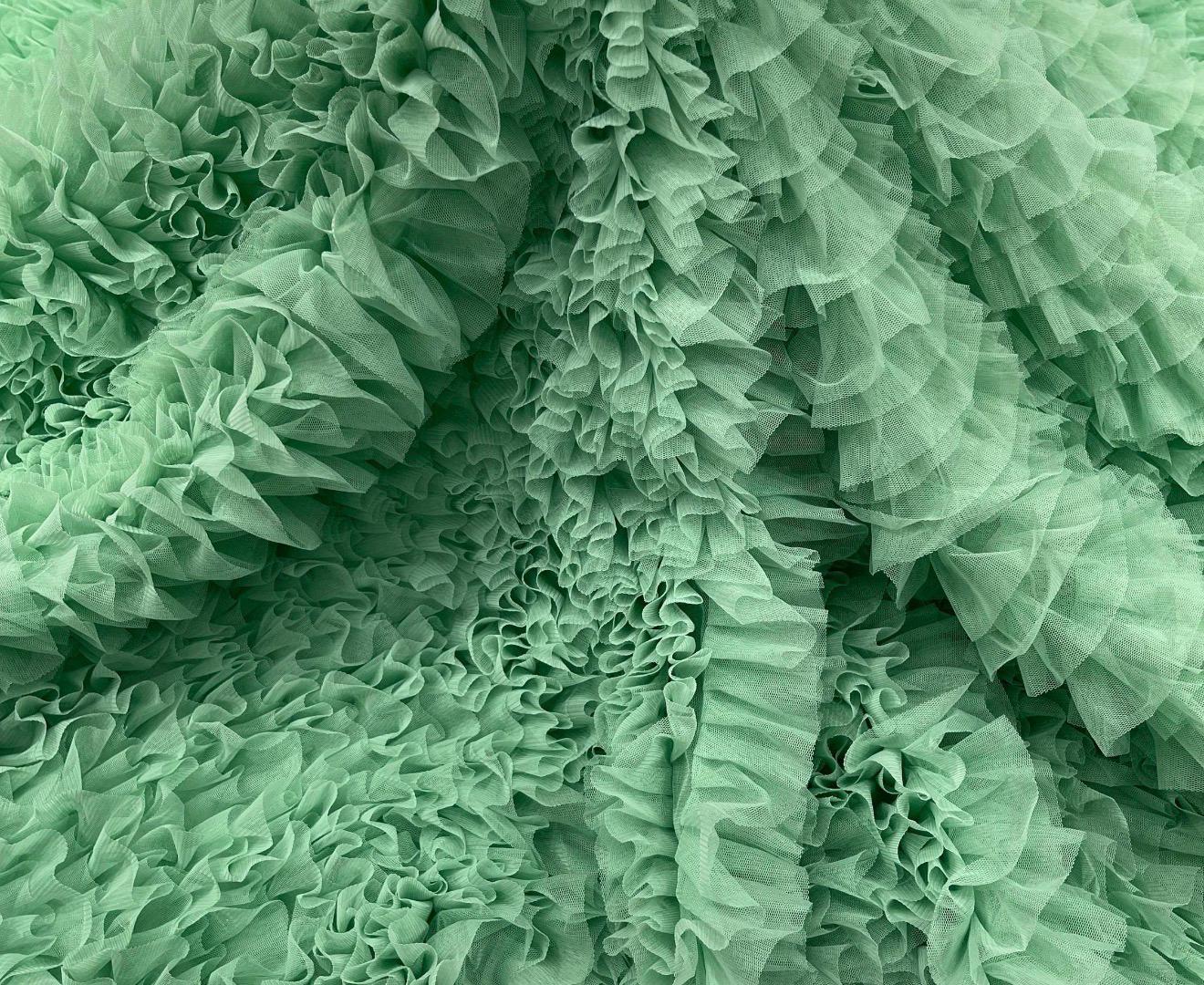 Ruffles Luxury design made of dobble mesh ruffle 100% polyester non stretch 58/60” Sold by the YD. High quality fabrics by AlexLAFabrics