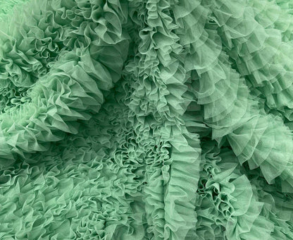 Ruffles Luxury design made of dobble mesh ruffle 100% polyester non stretch 58/60” Sold by the YD. High quality fabrics by AlexLAFabrics