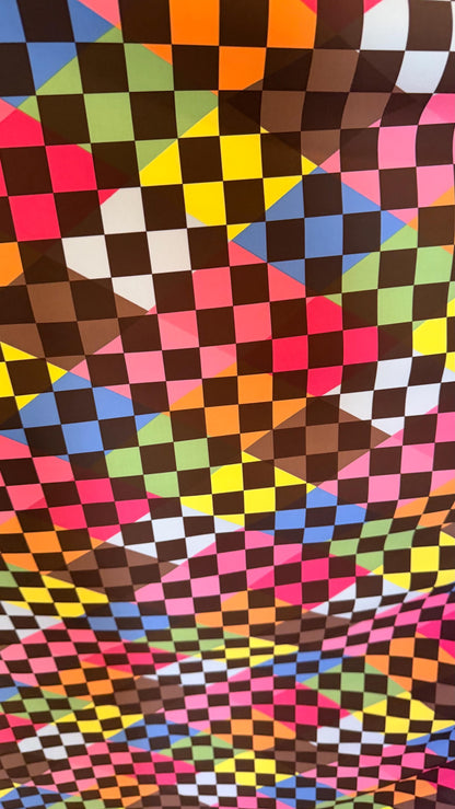 NEW Checkered 3D doble print design on nylon spandex 4way stretch 58/60" Sold by the YD. Ships worldwide from Los Angeles California USA