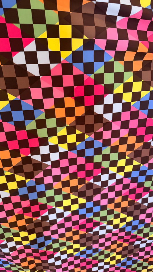 NEW Checkered 3D doble print design on nylon spandex 4way stretch 58/60" Sold by the YD. Ships worldwide from Los Angeles California USA