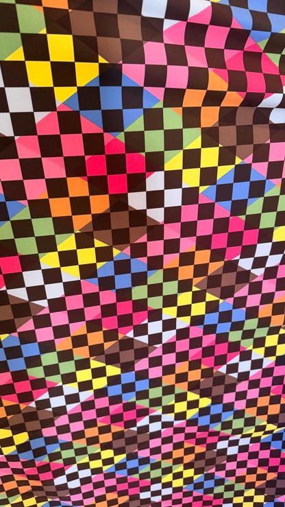 NEW Checkered 3D doble print design on nylon spandex 4way stretch 58/60" Sold by the YD. Ships worldwide from Los Angeles California USA