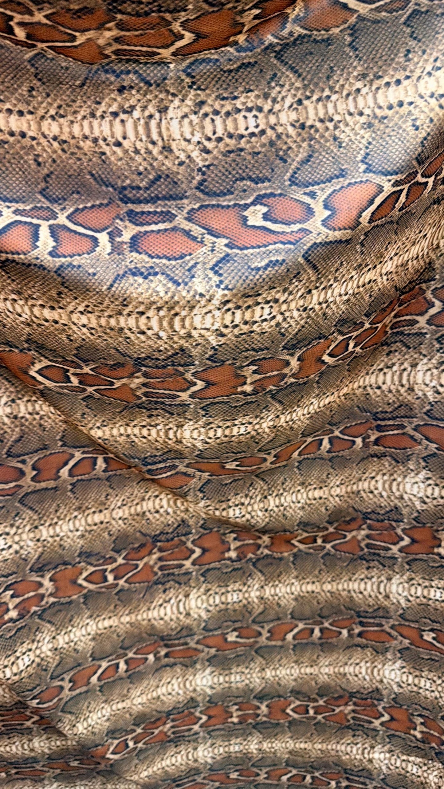 Cobra-Snake design New exotic animal print on great quality of nylon spandex 4-way stretch 58/60” Sold by the YD. Ships Worldwide from LA