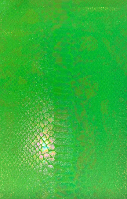 Luxury snake skin design Iridescent metallic stretch velvet with ilusion foil 4-way stretch 58/60” Sold by the YD. Ships worldwide from LA