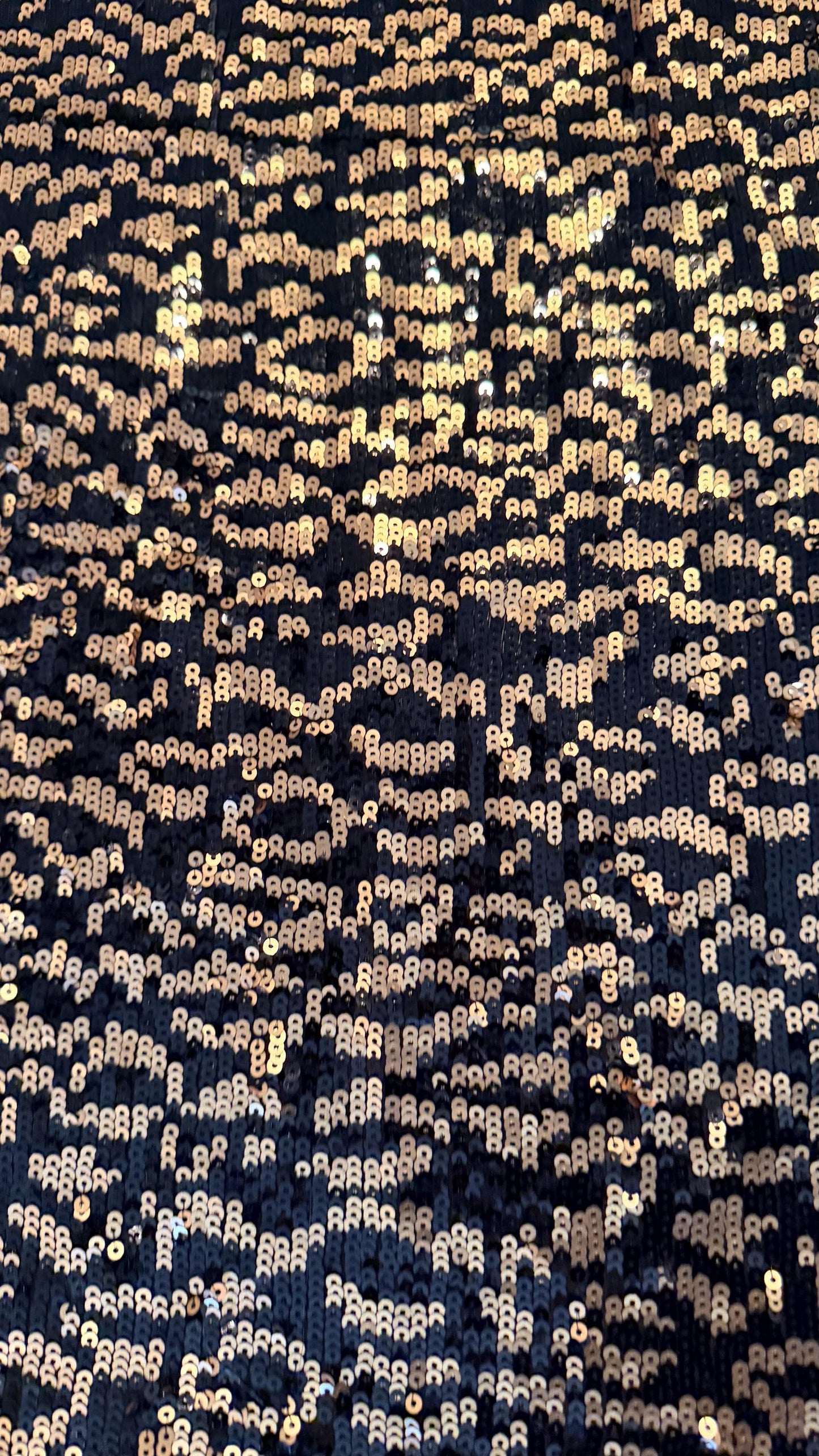 New Exotic leopard design Black/Gold on glitz cosmic sequins embroidered on powe mesh 2-way stretch 34/36” Sold by the YD.