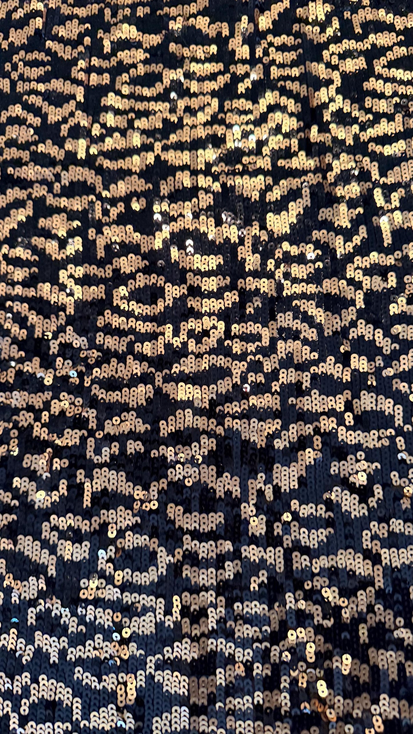 New Exotic leopard design Black/Gold on glitz cosmic sequins embroidered on powe mesh 2-way stretch 34/36” Sold by the YD.