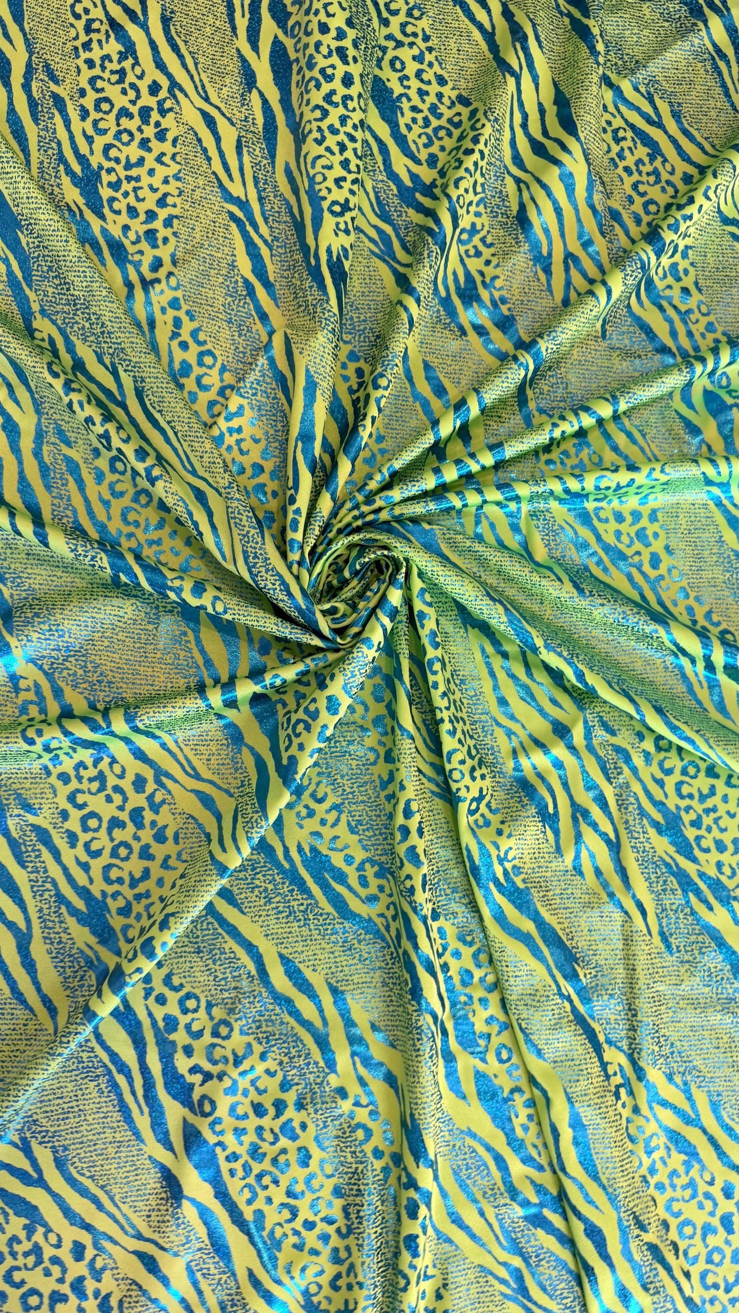New snake safari design Iridescent Hologram 2-tone Teal/Green  metallic nylon spandex 4way stretch 58/60" Sold by the  YD. Ships worldwide