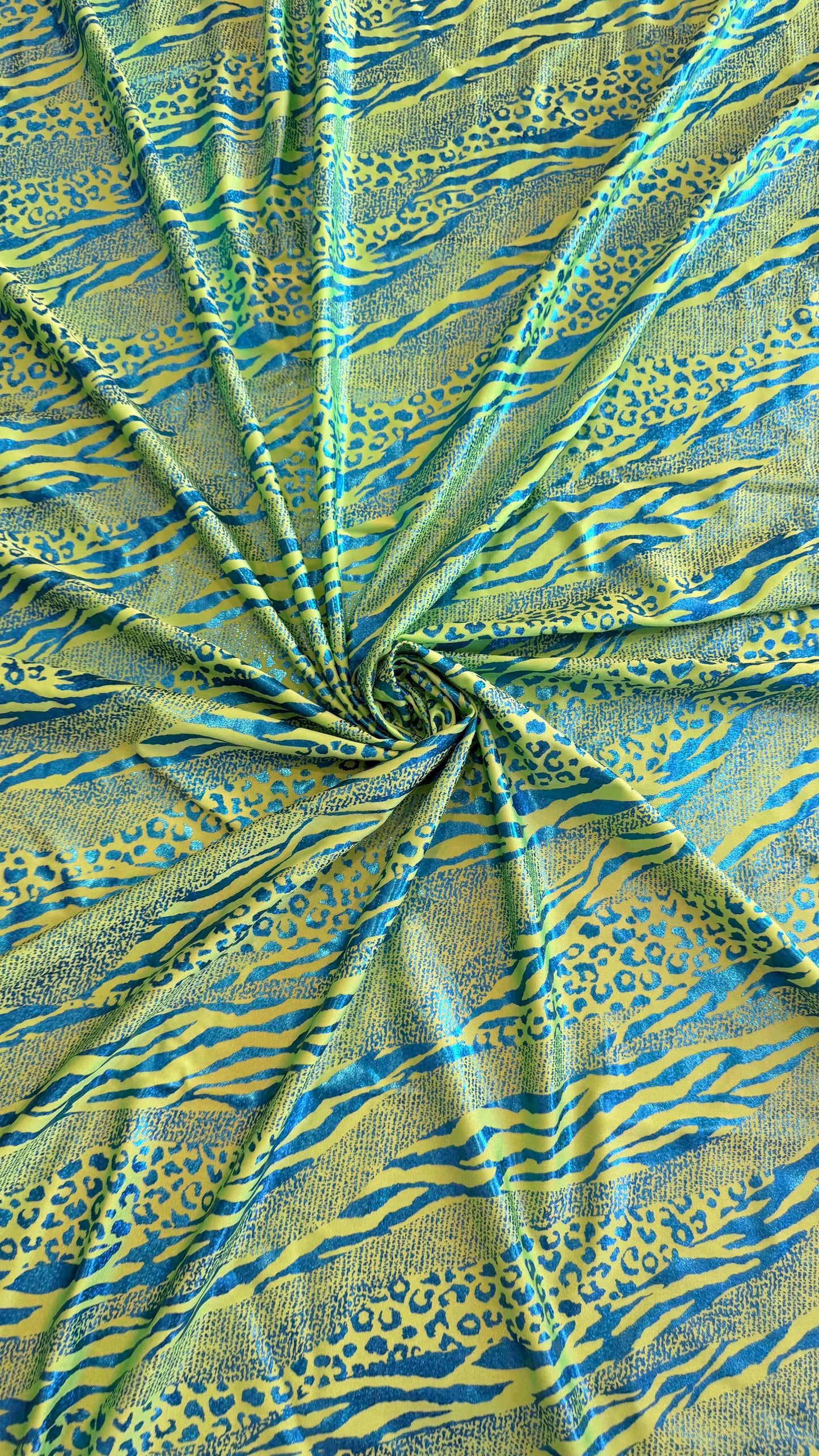 New snake safari design Iridescent Hologram 2-tone Teal/Green  metallic nylon spandex 4way stretch 58/60" Sold by the  YD. Ships worldwide