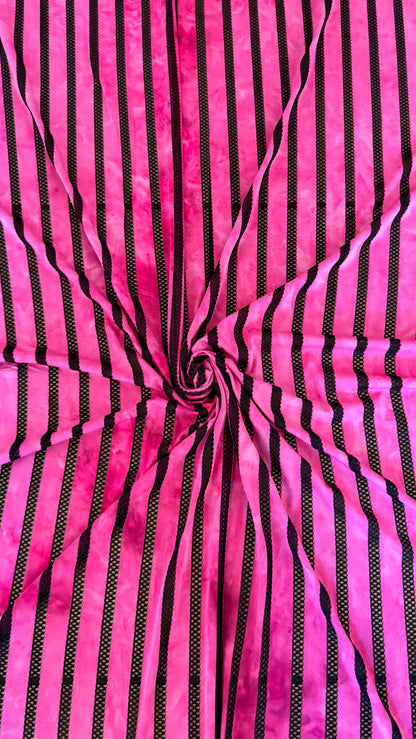 New stripe tie dye  nylon spandex mesh pink color  4-way stretch 58/60” Sold by the YD. Ships worldwide from Los Angeles California USA.