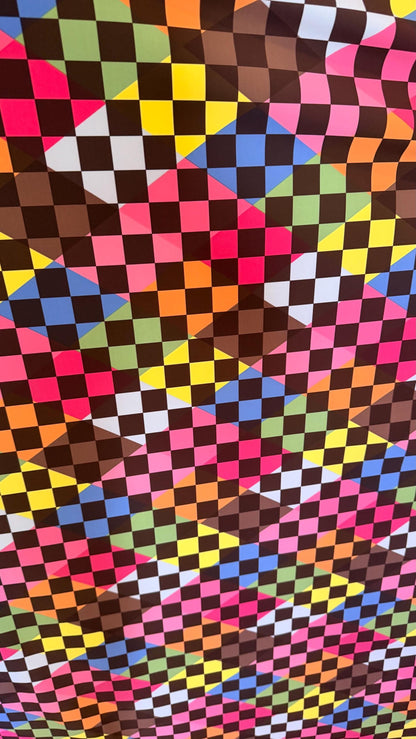 NEW Checkered 3D doble print design on nylon spandex 4way stretch 58/60" Sold by the YD. Ships worldwide from Los Angeles California USA