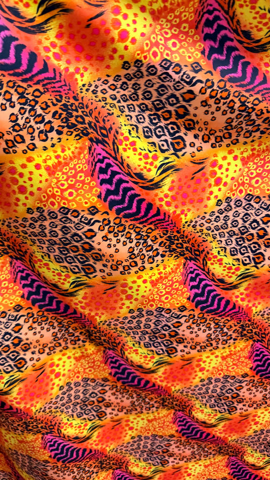 New Safari design multicolor best quality nylon spandex 4way stretch 58/60" Sold by the yd. Ships worldwide from Los Angeles California USA.