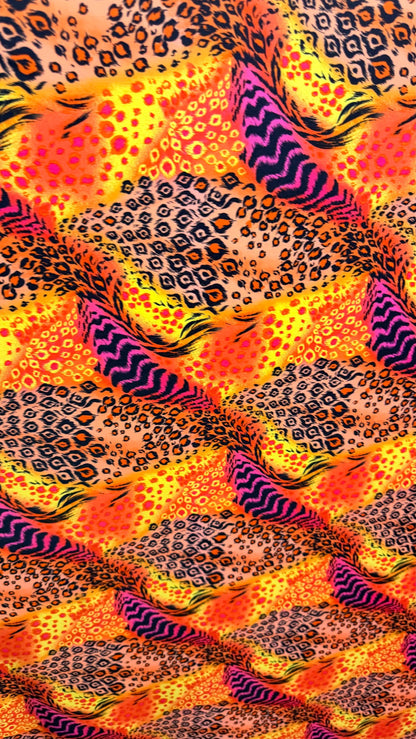 New Safari design multicolor best quality nylon spandex 4way stretch 58/60" Sold by the yd. Ships worldwide from Los Angeles California USA.