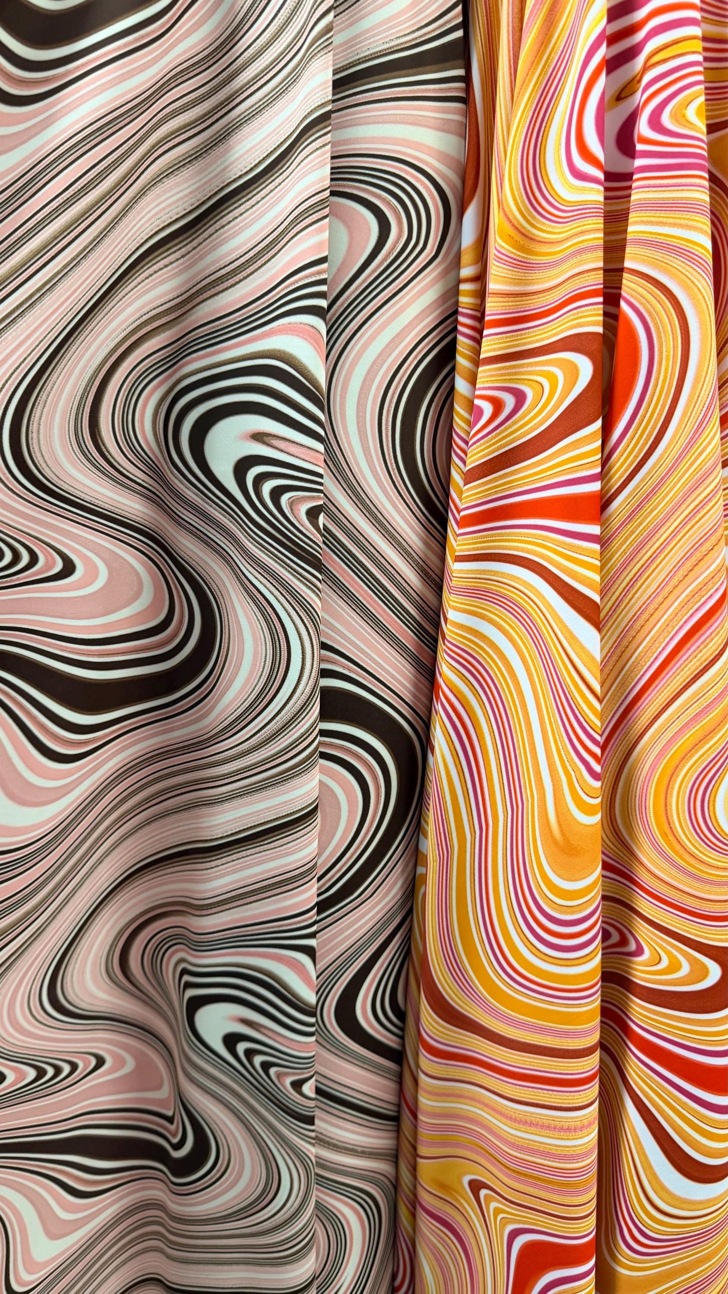 New Modern abstract design multicolor lava print on nylon spandex 4way stretch 58/60" Sold by the YD. Ships worldwide from Los Angeles CA