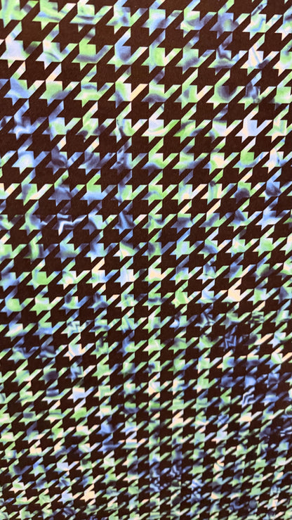 New Houndstooth tie dye design print one nylon spandex 4-way stretch 58/60” Sold by the YD. Ships worldwide from Los Angeles California USA