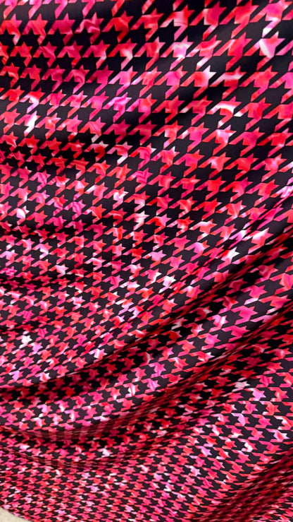 New Houndstooth tie dye design print one nylon spandex 4-way stretch 58/60” Sold by the YD. Ships worldwide from Los Angeles California USA