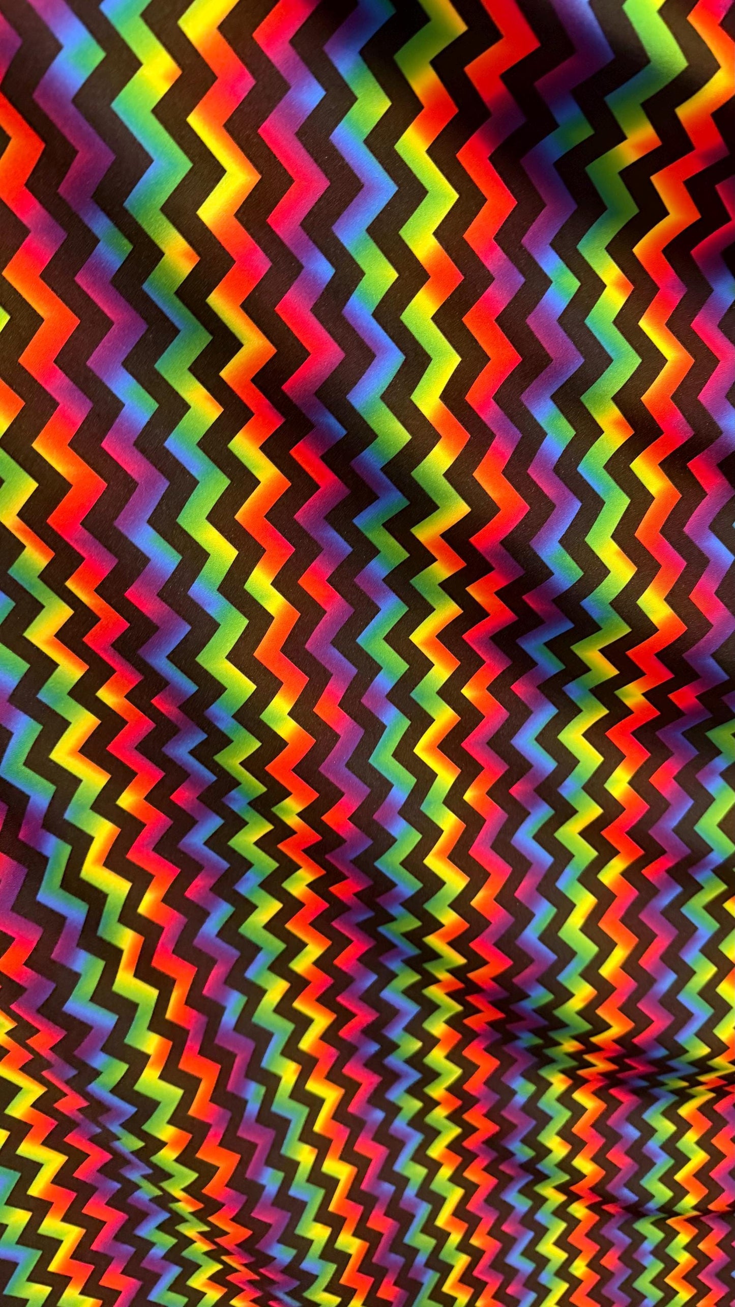 New Rainbow abstract chevron design on nylon spandex 4way Stretch 58/60" Sold by the YD. Ships worldwide from Los Ángeles California USA.
