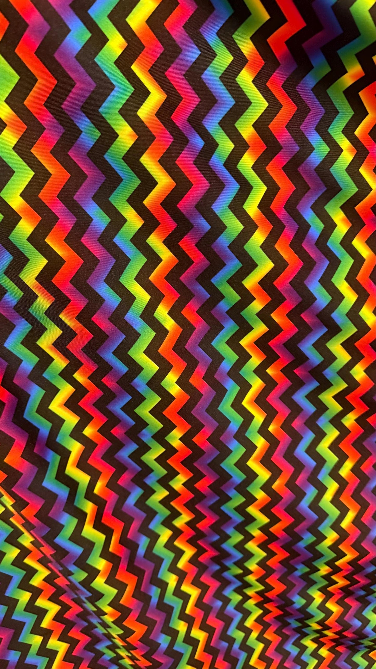 New Rainbow abstract chevron design on nylon spandex 4way Stretch 58/60" Sold by the YD. Ships worldwide from Los Ángeles California USA.