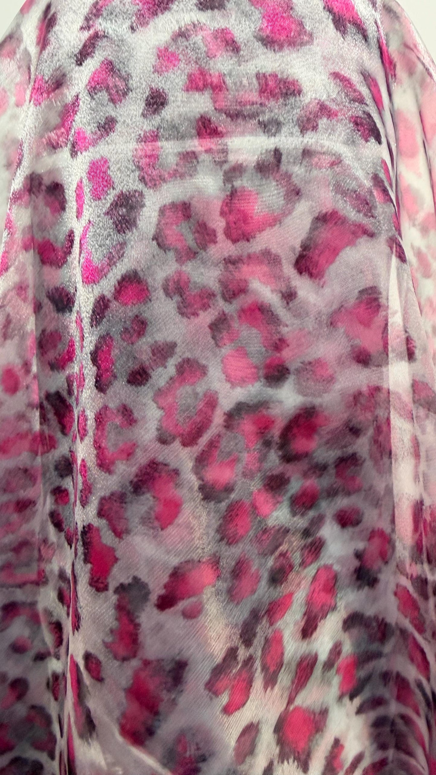 New Exotic Leopard design Lavender/Pink  print on great quality of Cristal Silky Organza non stretch 58/60” Sold by the YD. Ships worldwide