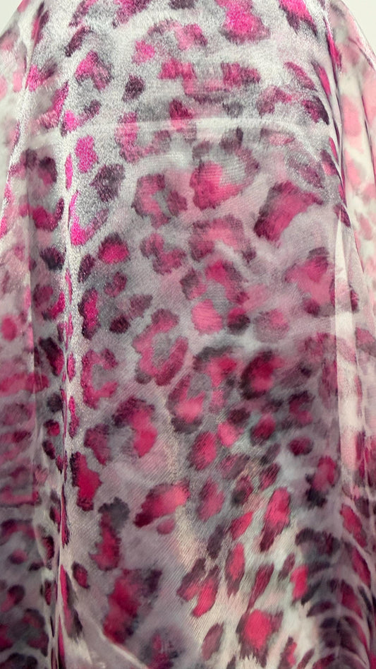 New Exotic Leopard design Lavender/Pink  print on great quality of Cristal Silky Organza non stretch 58/60” Sold by the YD. Ships worldwide