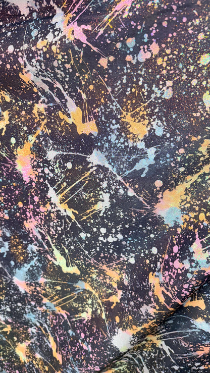 Graffiti Paint design Abstract hologram metallic nylon spandex 4way stretch 58/60" Sold by the YD. Ships worldwide from Los Angeles Californ